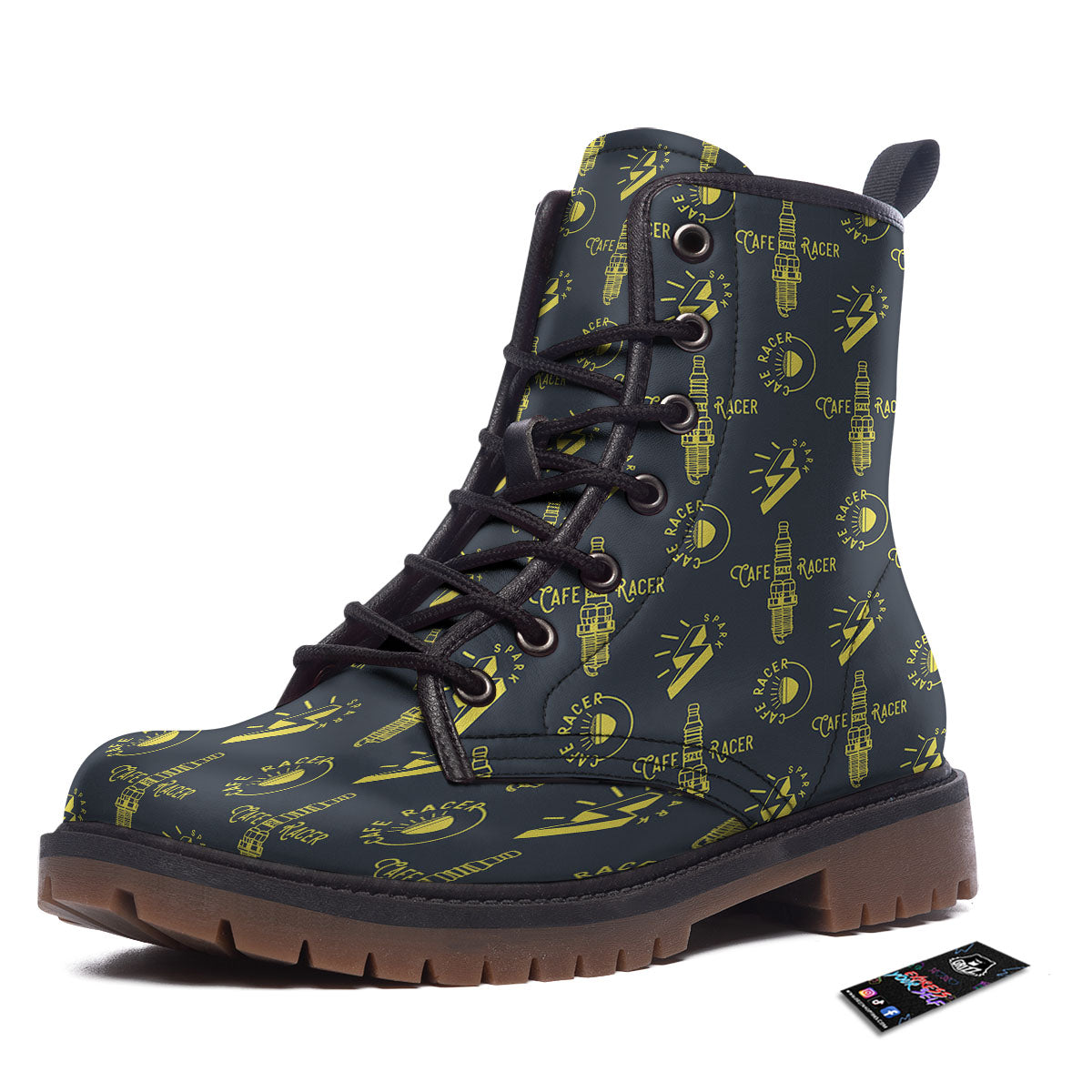 Parts Motorcycle Print Pattern Work Boots-grizzshop