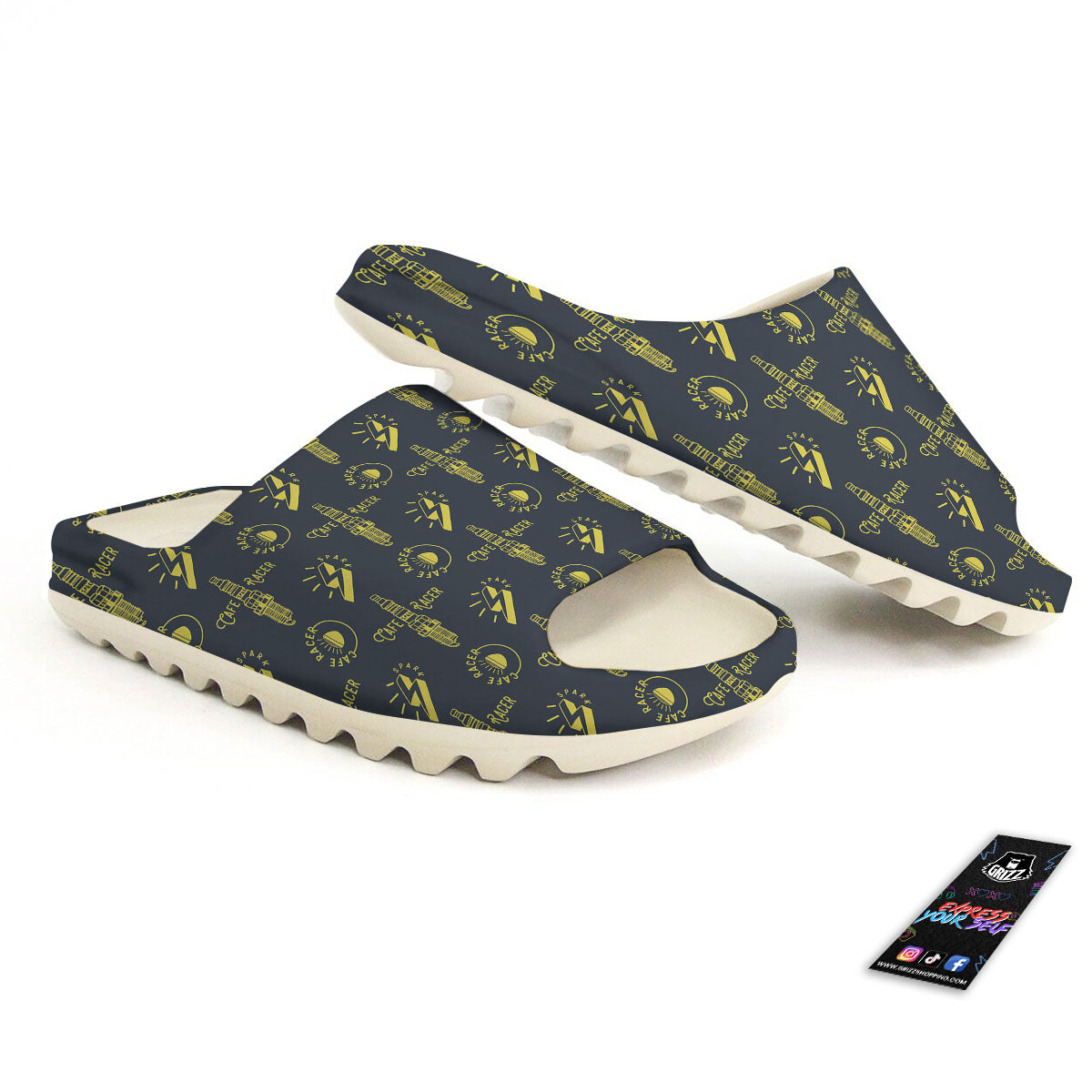Parts Motorcycle Print Pattern Sandals-grizzshop