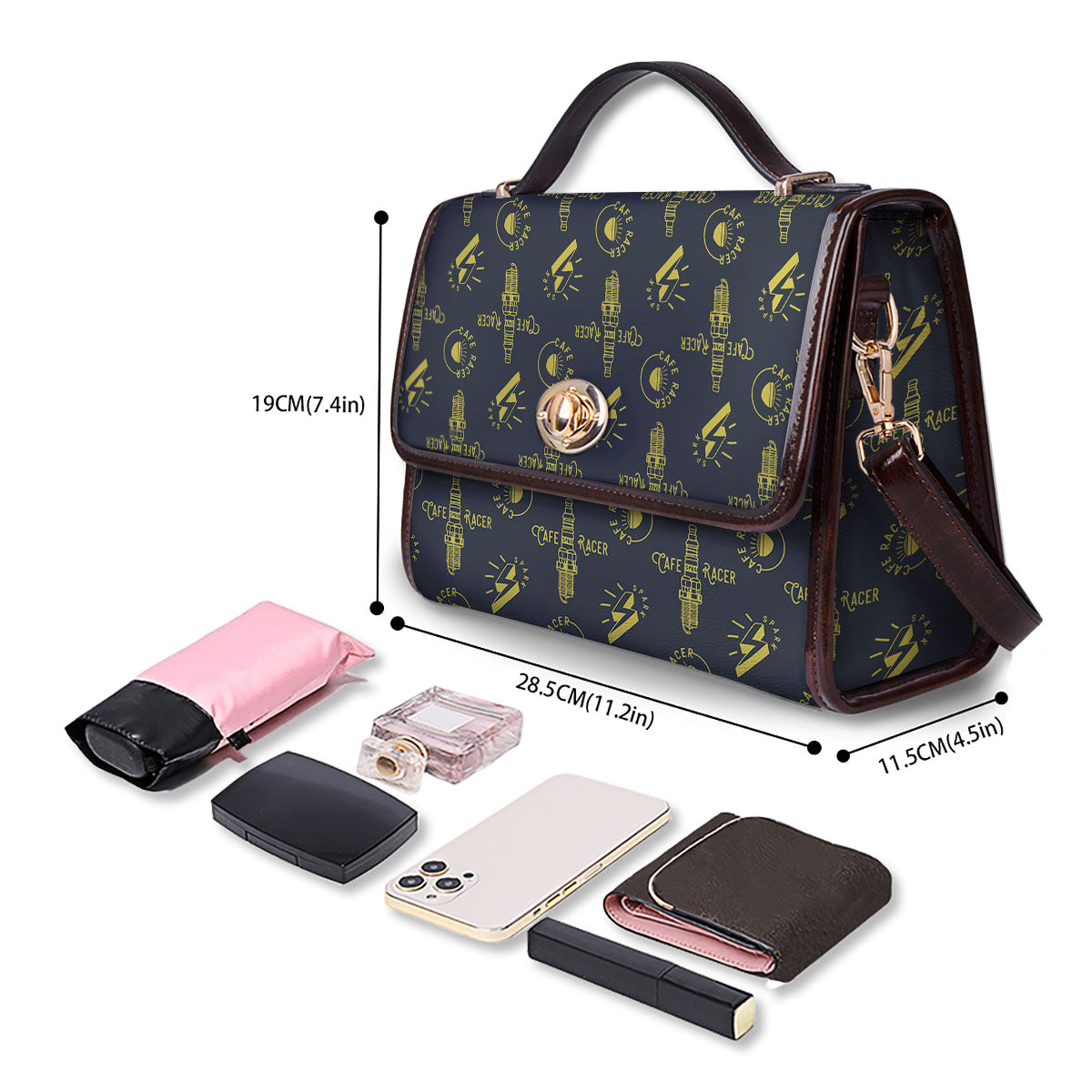 Parts Motorcycle Print Pattern Women's Satchel Bag