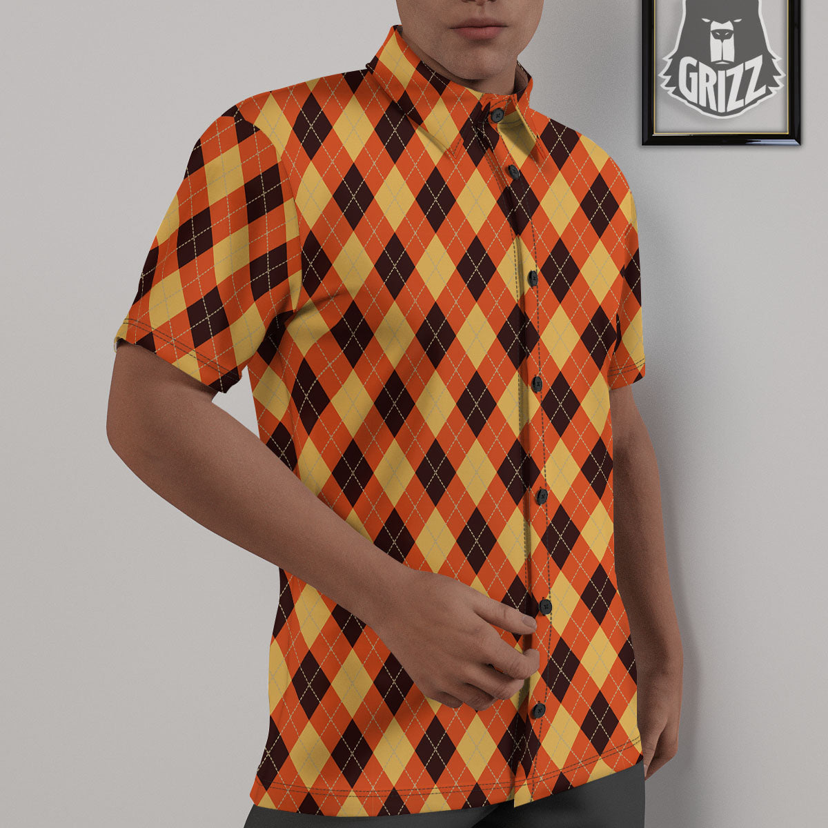 Party Argyle Halloween Print Pattern Untucked Shirts-grizzshop