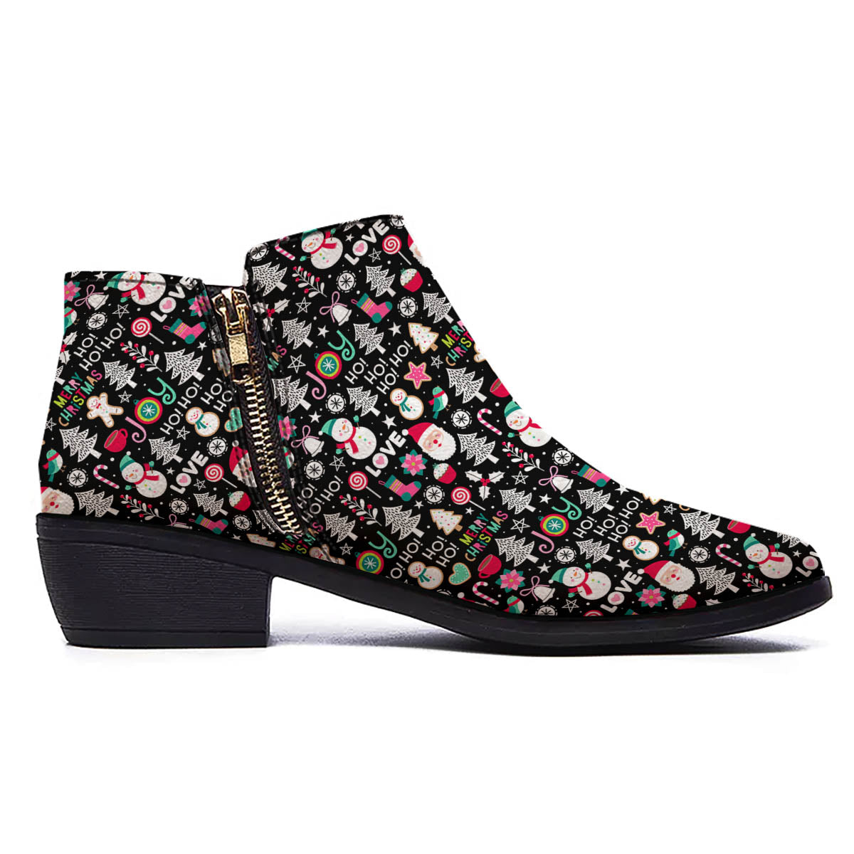 Party Elements Christmas Print Pattern Ankle Boots-grizzshop