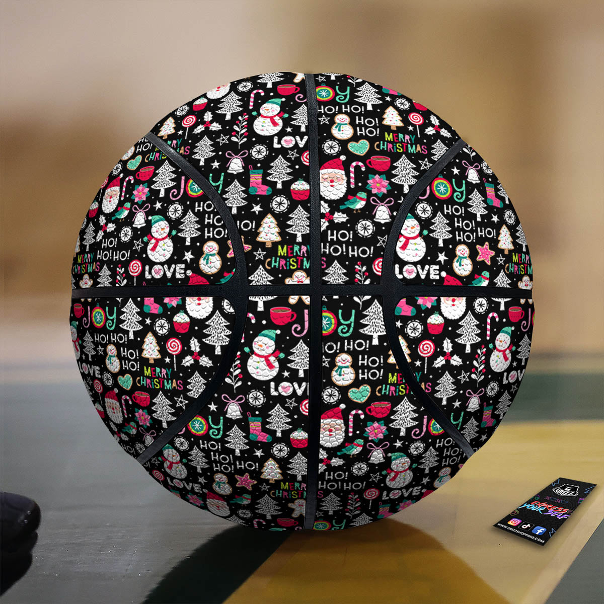 Party Elements Christmas Print Pattern Basketball-grizzshop