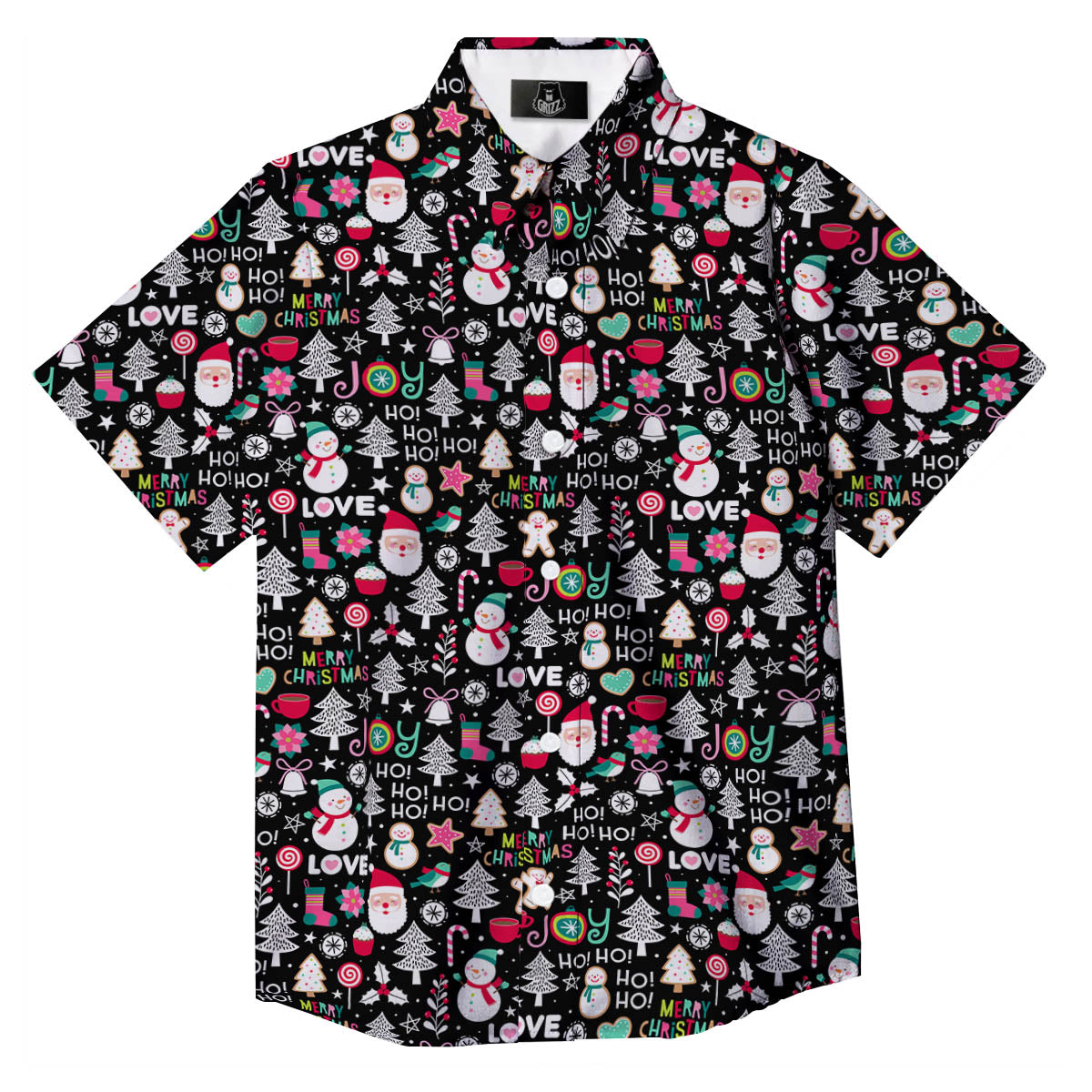 Party Elements Christmas Print Pattern Button Up Shirt-grizzshop