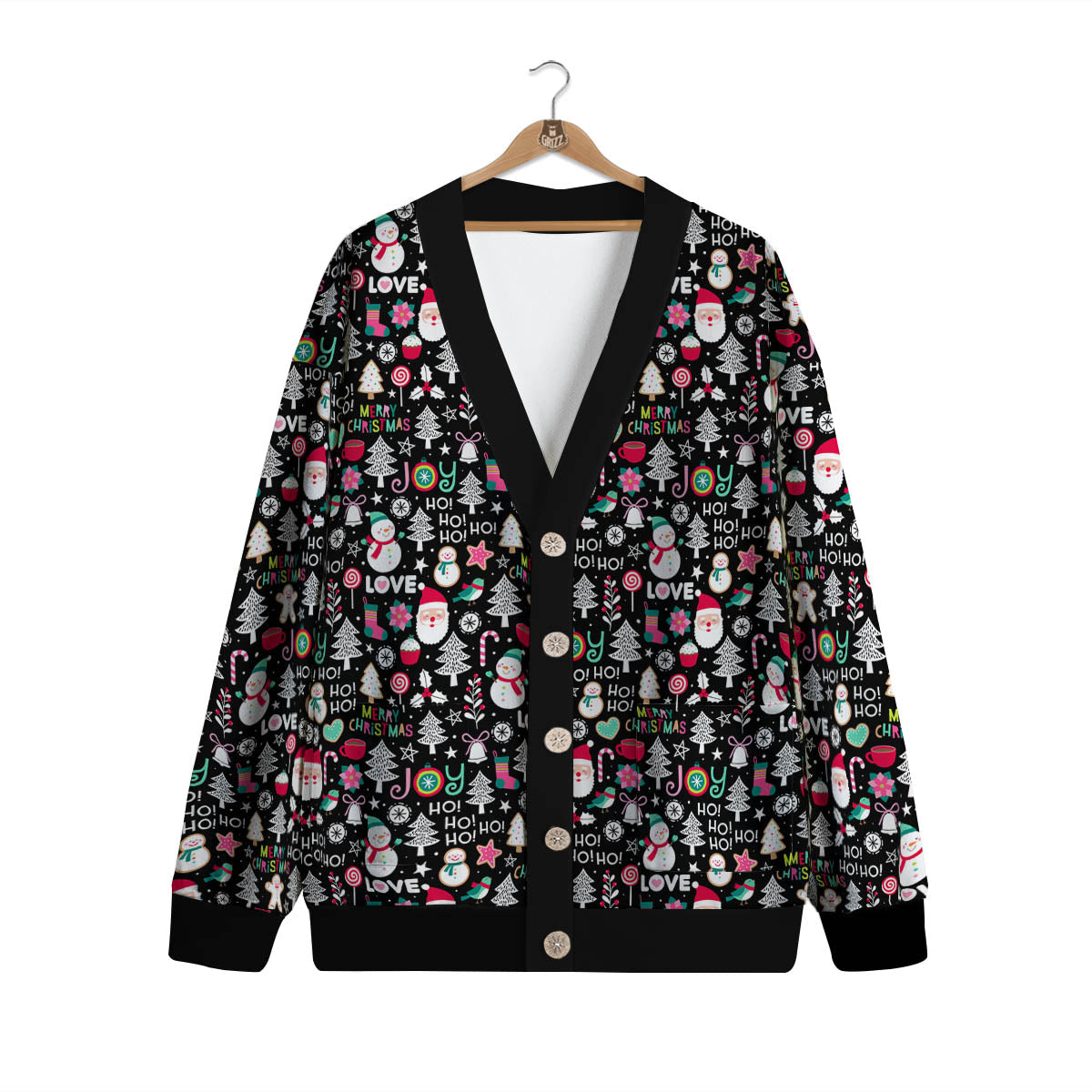 Party Elements Christmas Print Pattern Cardigan-grizzshop