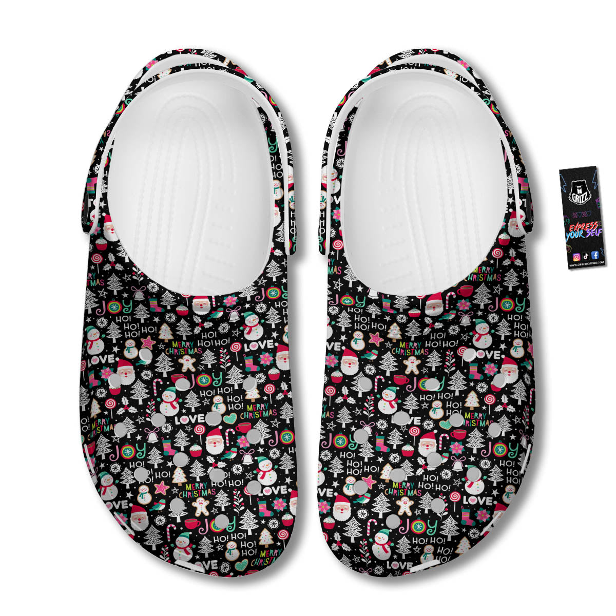 Party Elements Christmas Print Pattern Clog-grizzshop
