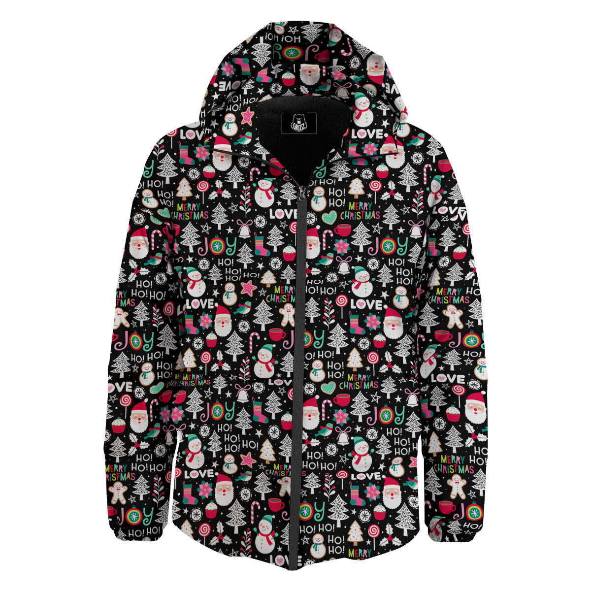 Party Elements Christmas Print Pattern Down Jacket-grizzshop