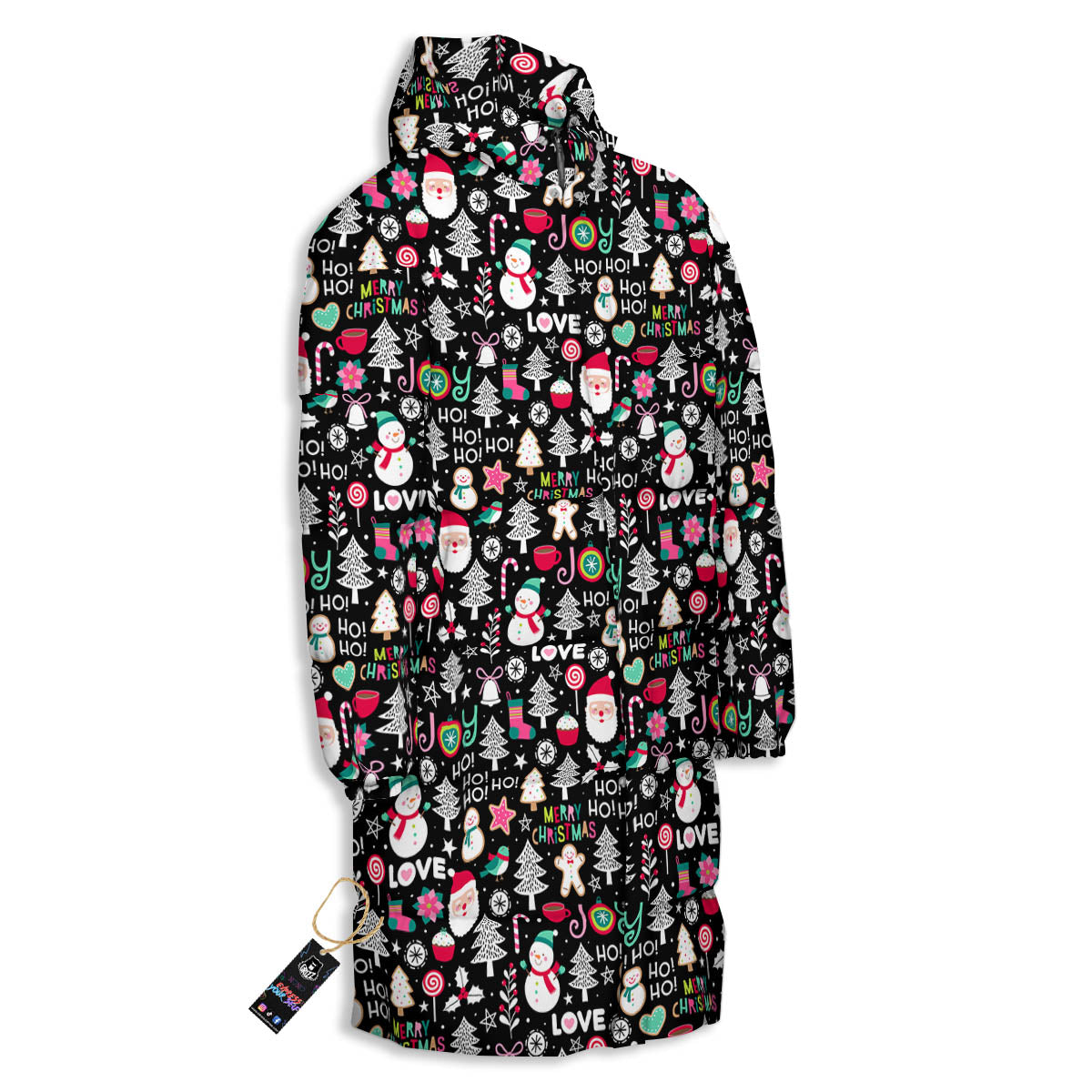 Party Elements Christmas Print Pattern Long Down Jacket-grizzshop