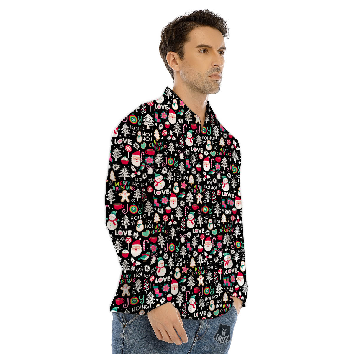 Party Elements Christmas Print Pattern Men's Dress Shirts-grizzshop