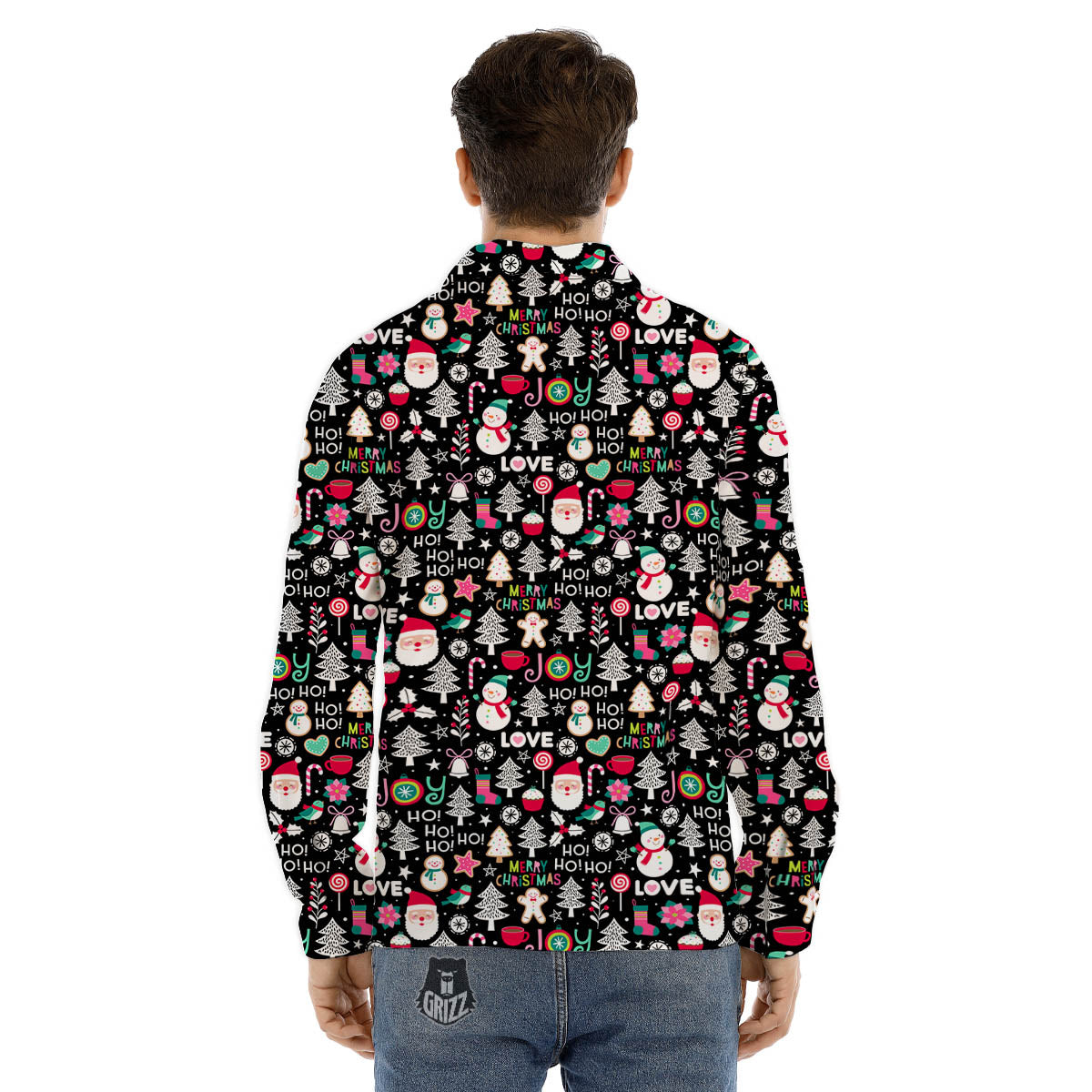 Party Elements Christmas Print Pattern Men's Dress Shirts-grizzshop
