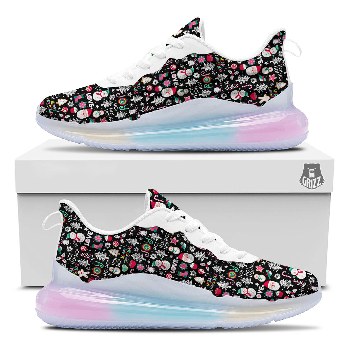 Party Elements Christmas Print Pattern Running Sneakers-grizzshop