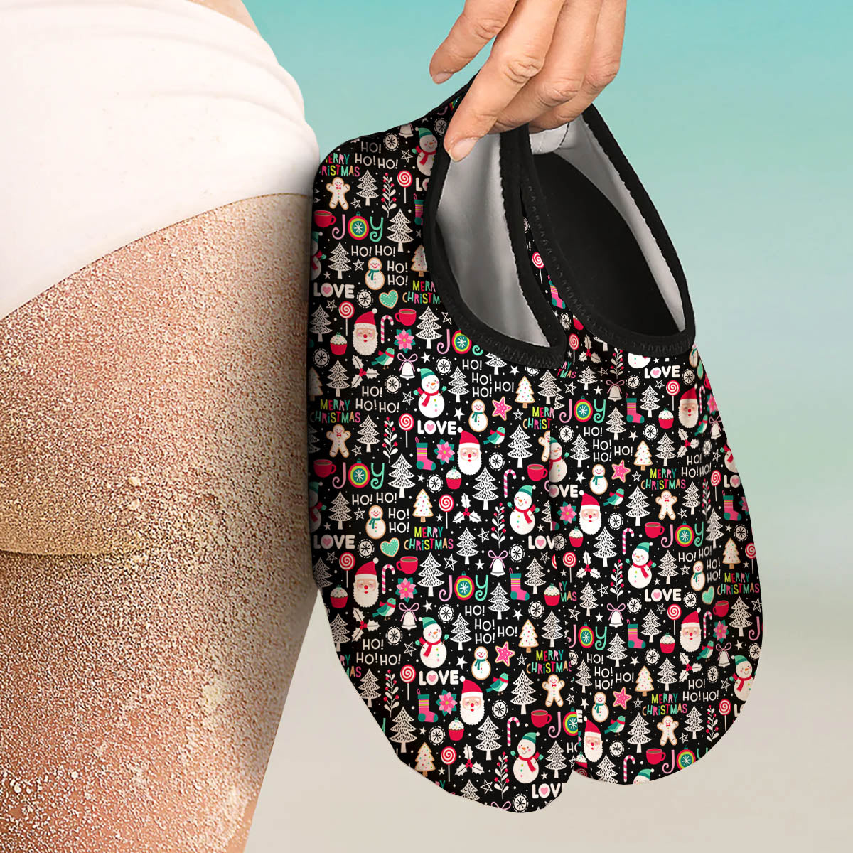Party Elements Christmas Print Pattern Water Shoes-grizzshop