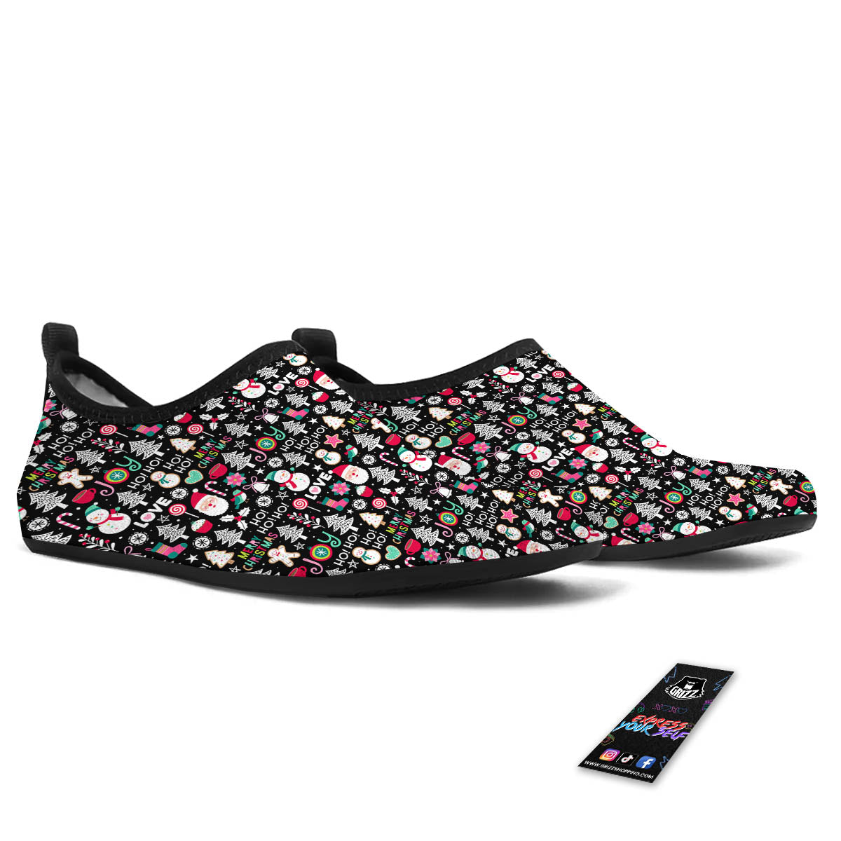 Party Elements Christmas Print Pattern Water Shoes-grizzshop