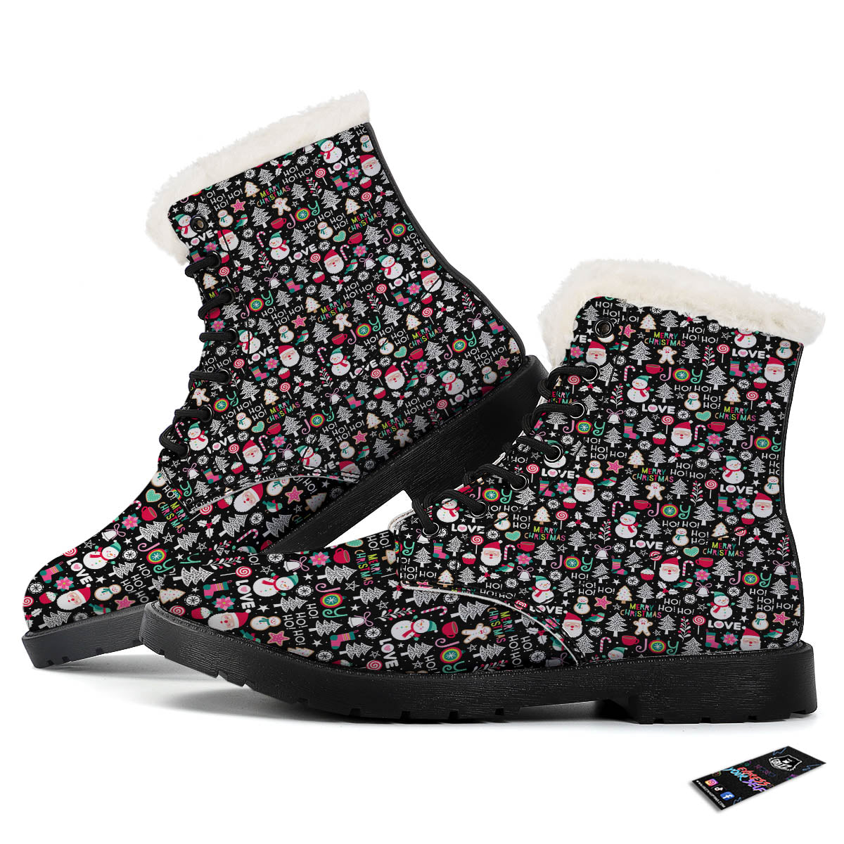 Party Elements Christmas Print Pattern Winter Boots-grizzshop