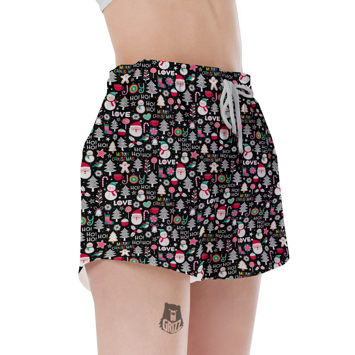 Party Elements Christmas Print Pattern Women's Shorts-grizzshop