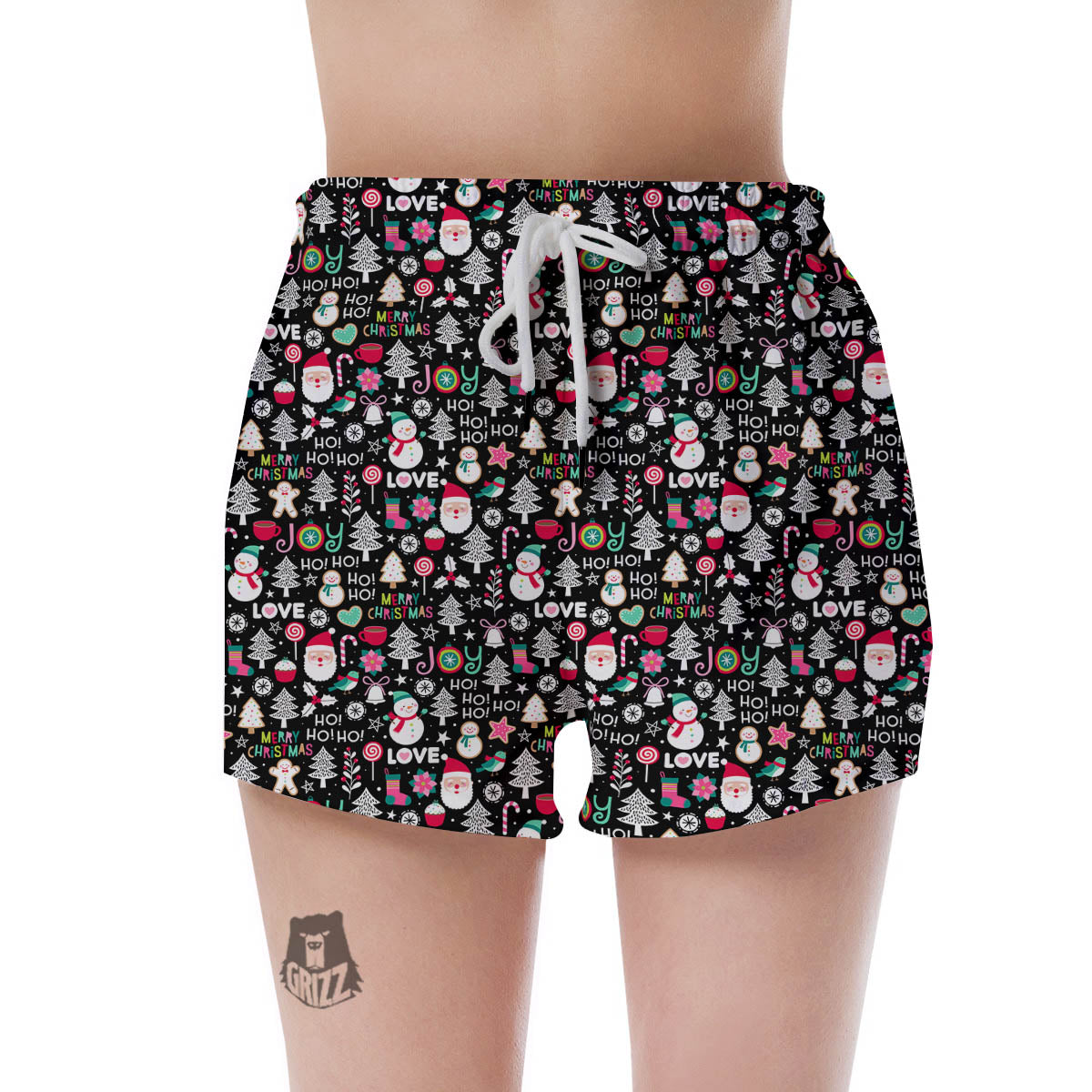 Party Elements Christmas Print Pattern Women's Shorts-grizzshop