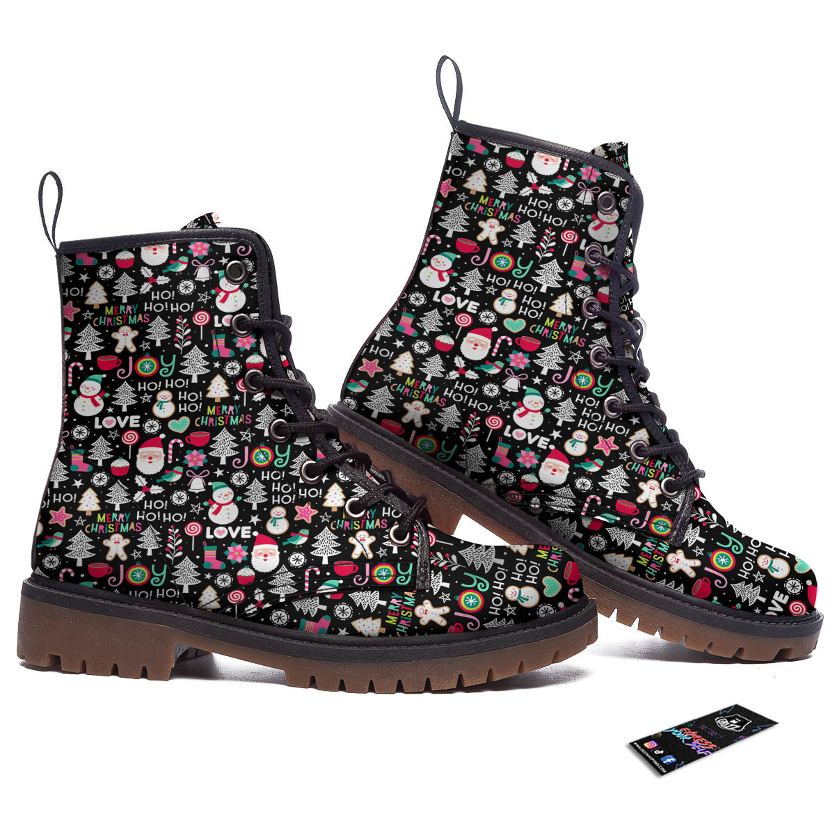 Party Elements Christmas Print Pattern Work Boots-grizzshop