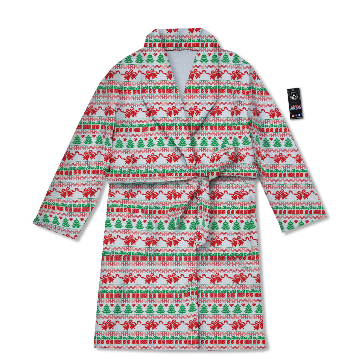 Party Knitted Christmas Print Pattern Bathrobe-grizzshop