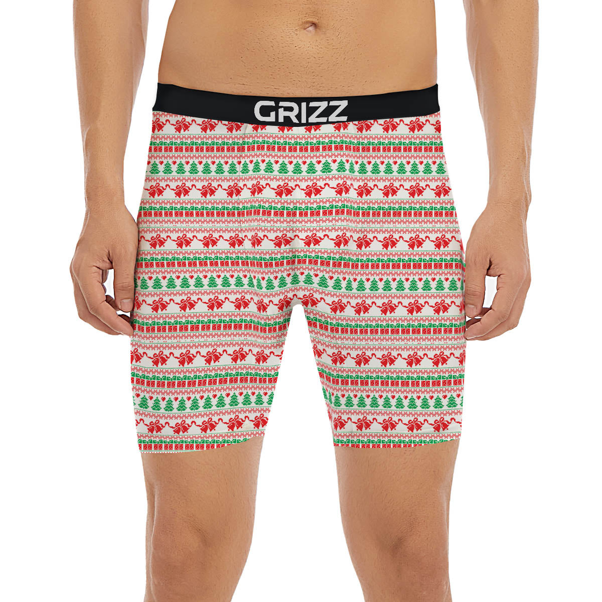 Party Knitted Christmas Print Pattern Boxer Briefs-grizzshop