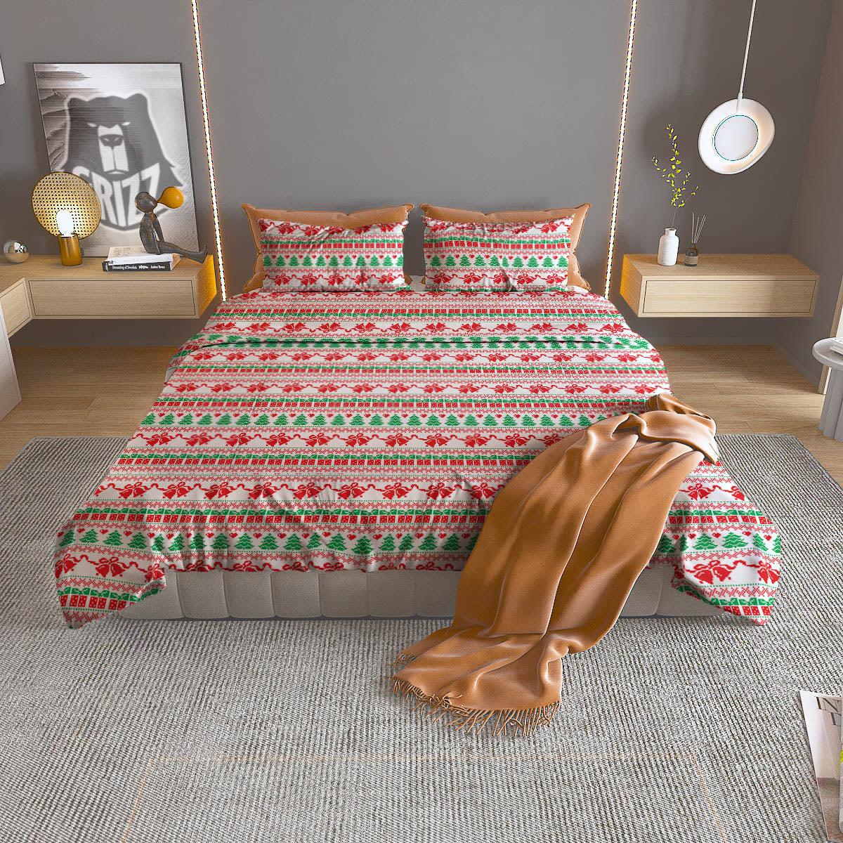 Norse God Odin Gold Viking Print Duvet Cover Bedding Set