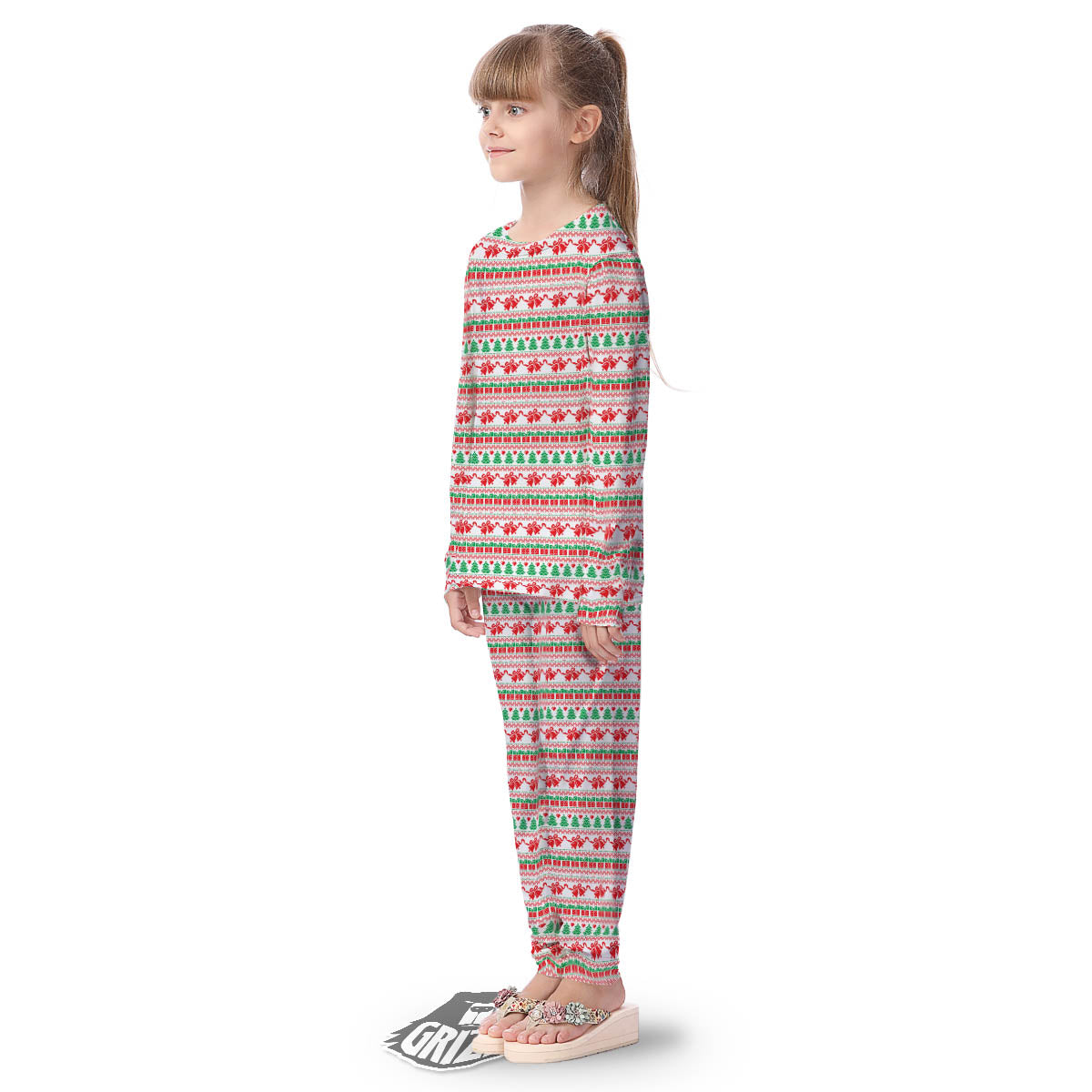 Party Knitted Christmas Print Pattern Kid's Pajamas-grizzshop