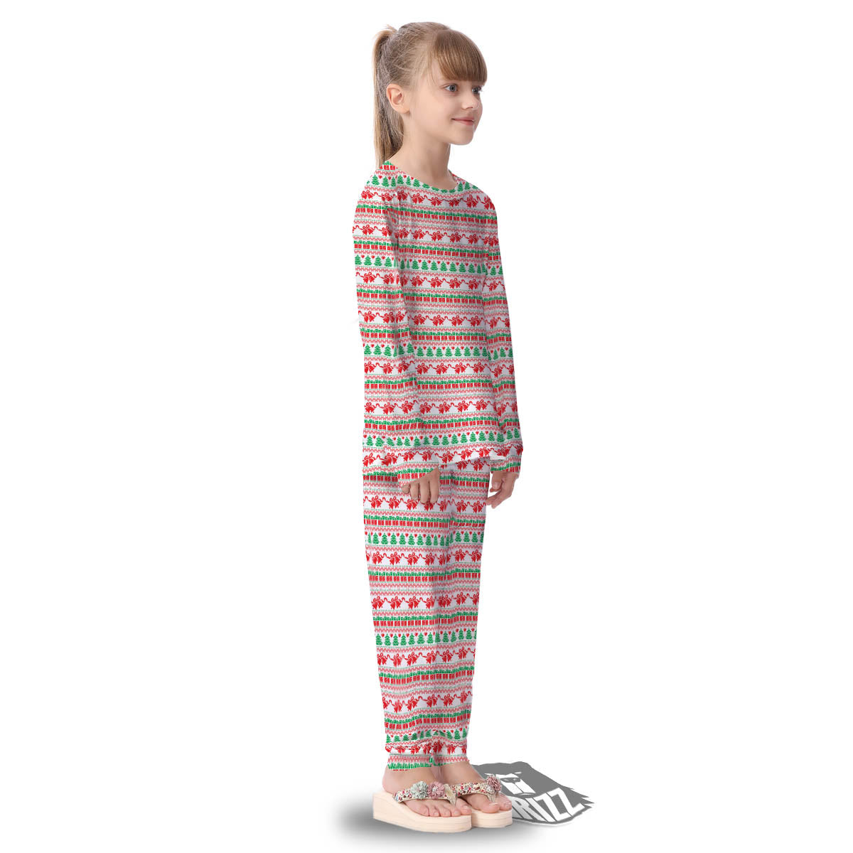 Party Knitted Christmas Print Pattern Kid's Pajamas-grizzshop