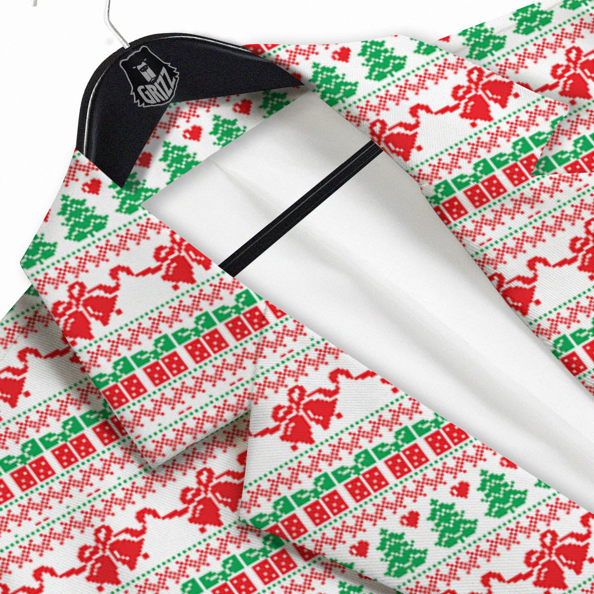 Party Knitted Christmas Print Pattern Men's Sport Coat-grizzshop