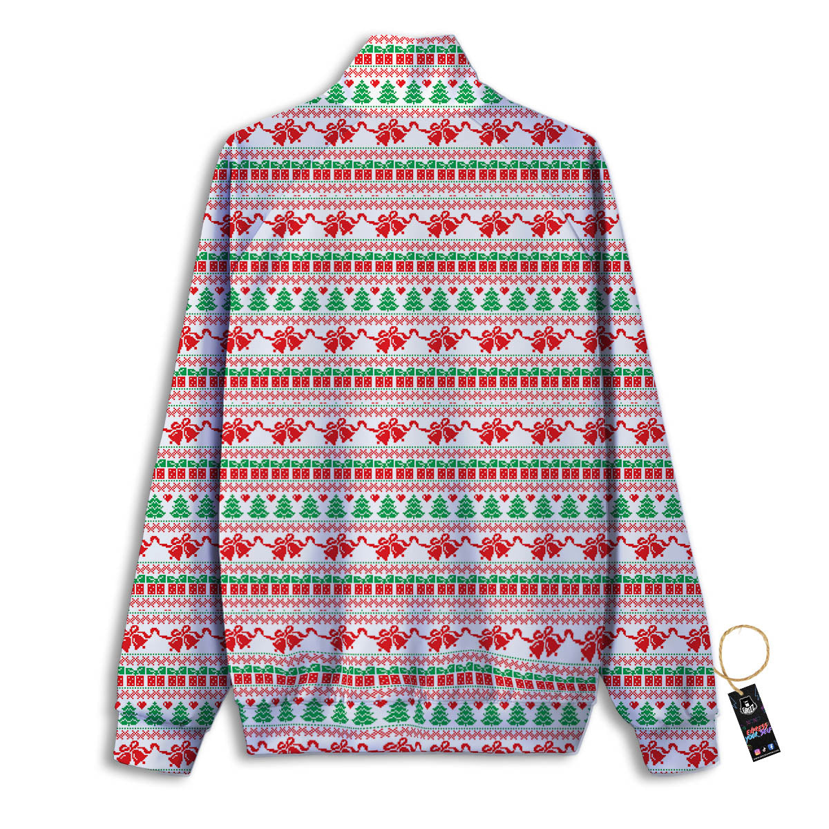 Party Knitted Christmas Print Pattern Track Jacket-grizzshop