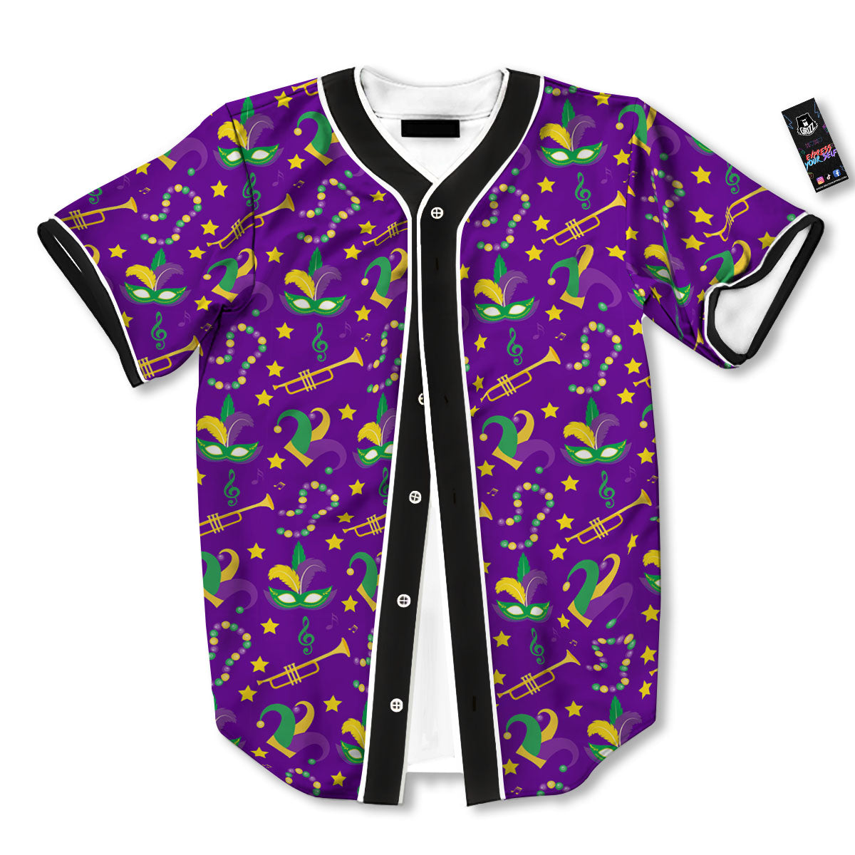 Party Mardi Gras Print Pattern Baseball Jersey-grizzshop