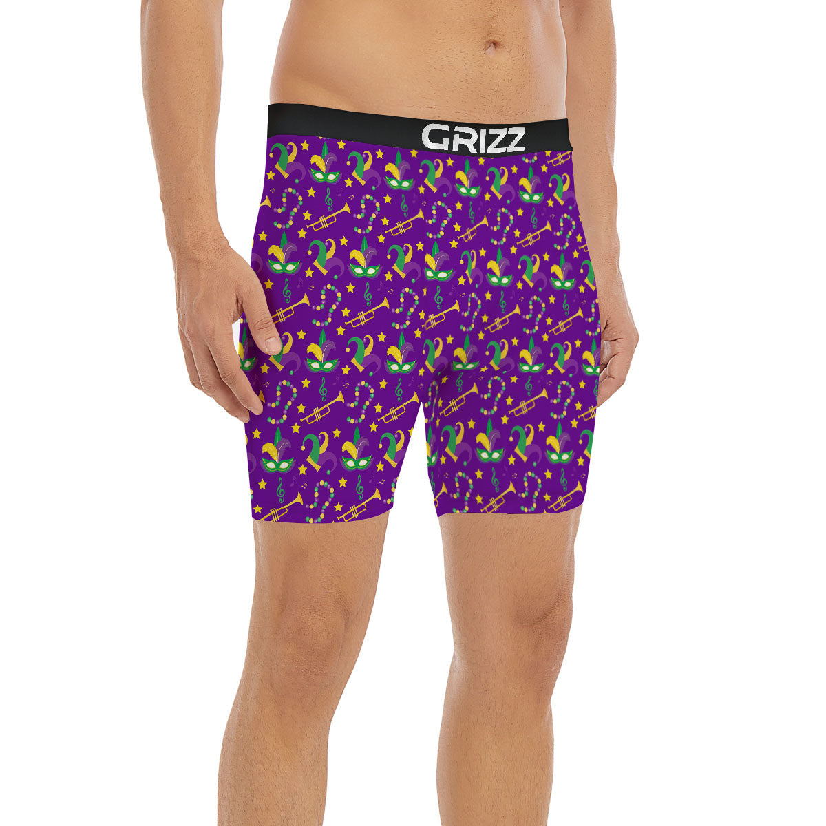 Party Mardi Gras Print Pattern Boxer Briefs-grizzshop