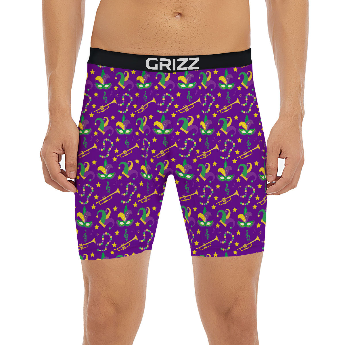 Party Mardi Gras Print Pattern Boxer Briefs-grizzshop