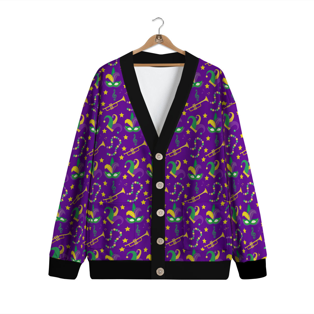 Party Mardi Gras Print Pattern Cardigan-grizzshop