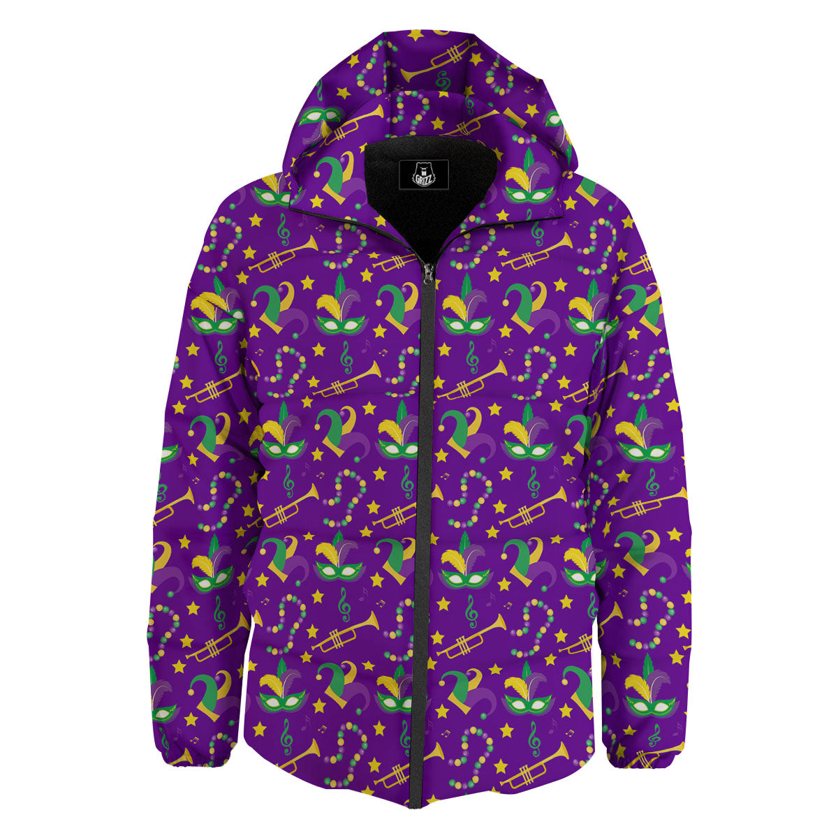 Party Mardi Gras Print Pattern Down Jacket-grizzshop