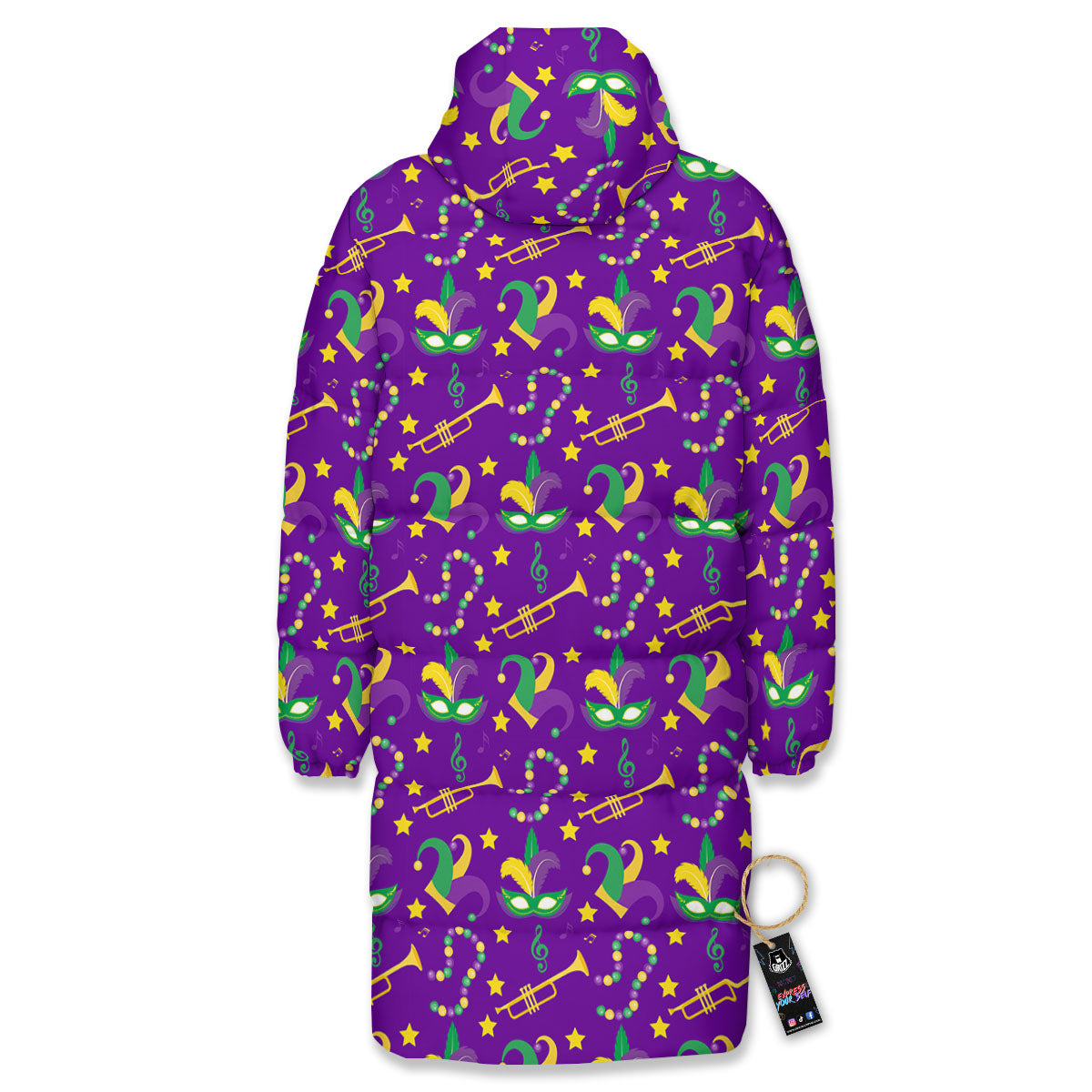 Party Mardi Gras Print Pattern Long Down Jacket-grizzshop