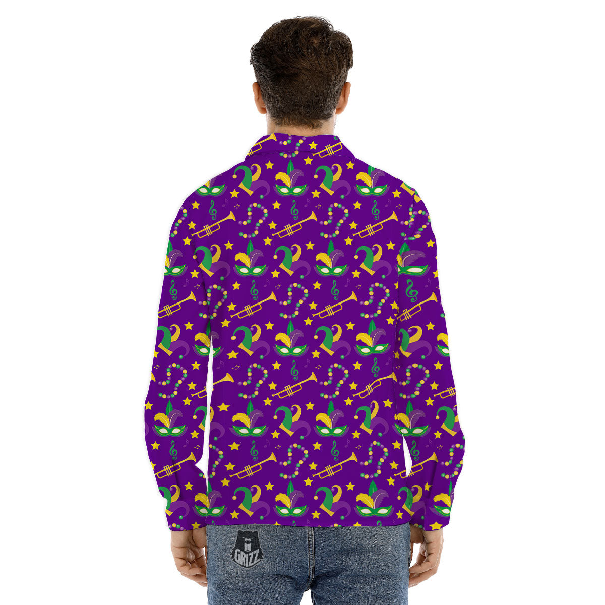 Party Mardi Gras Print Pattern Men's Dress Shirts-grizzshop