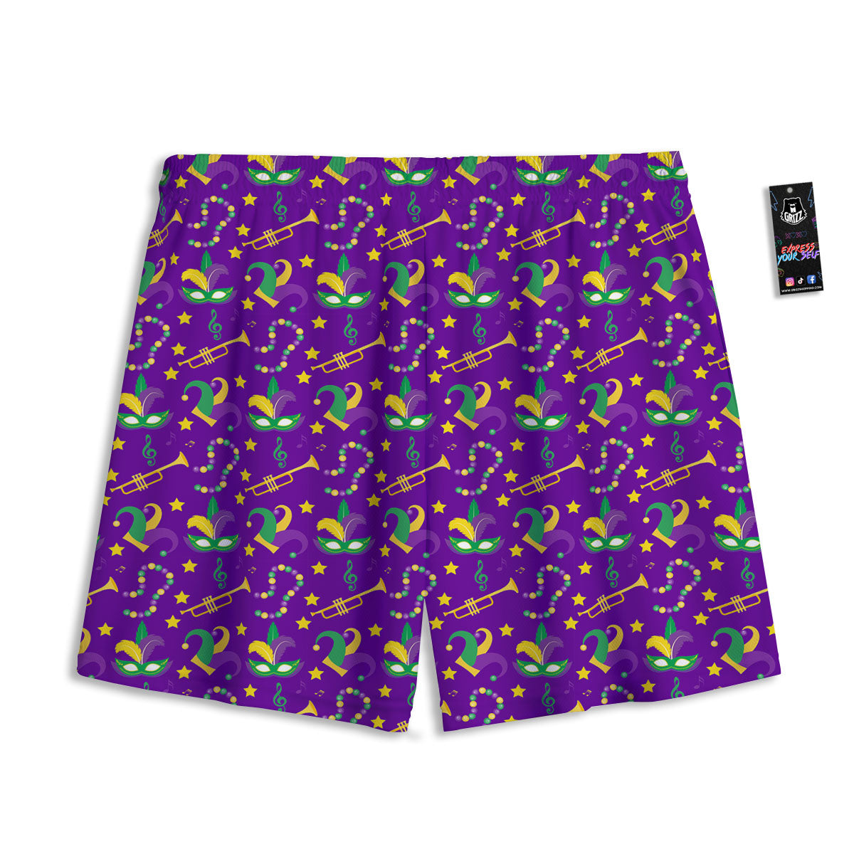 Party Mardi Gras Print Pattern Mesh Shorts