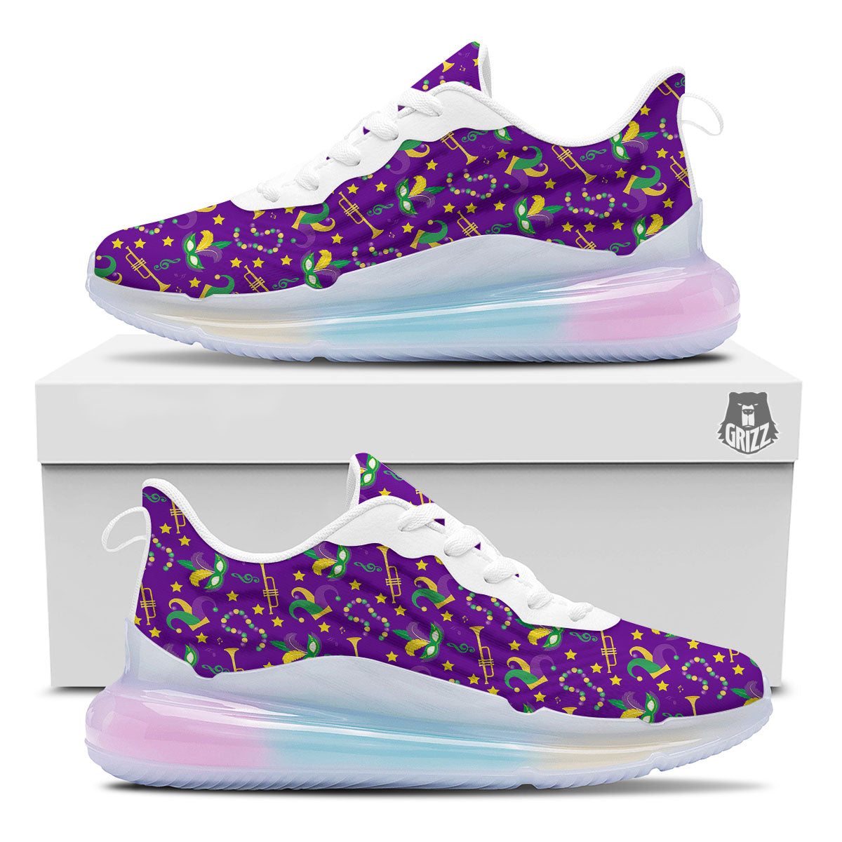 Party Mardi Gras Print Pattern Running Sneakers-grizzshop