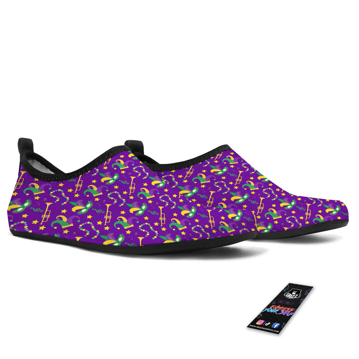 Party Mardi Gras Print Pattern Water Shoes-grizzshop