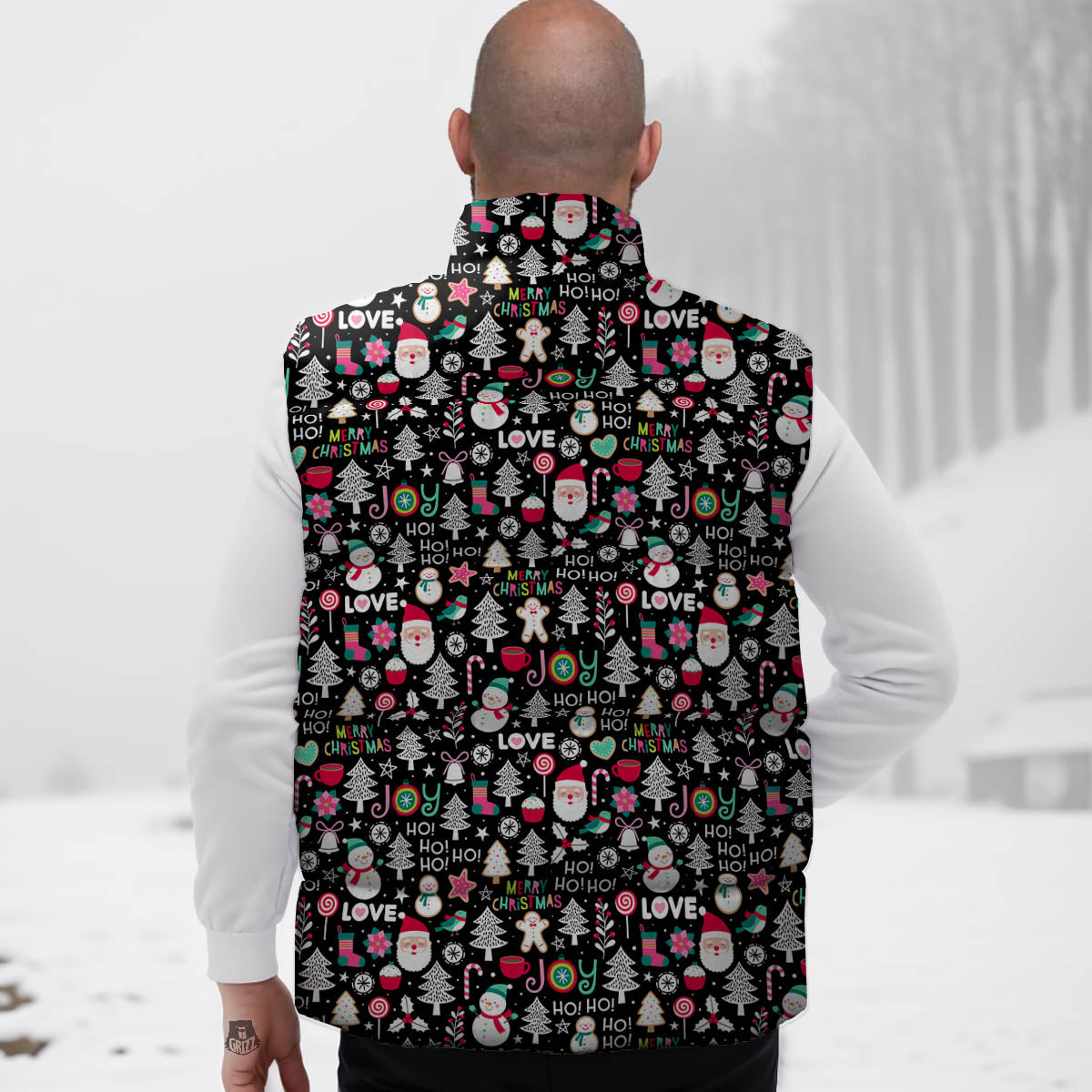 Party Elements Christmas Print Pattern Down Vest