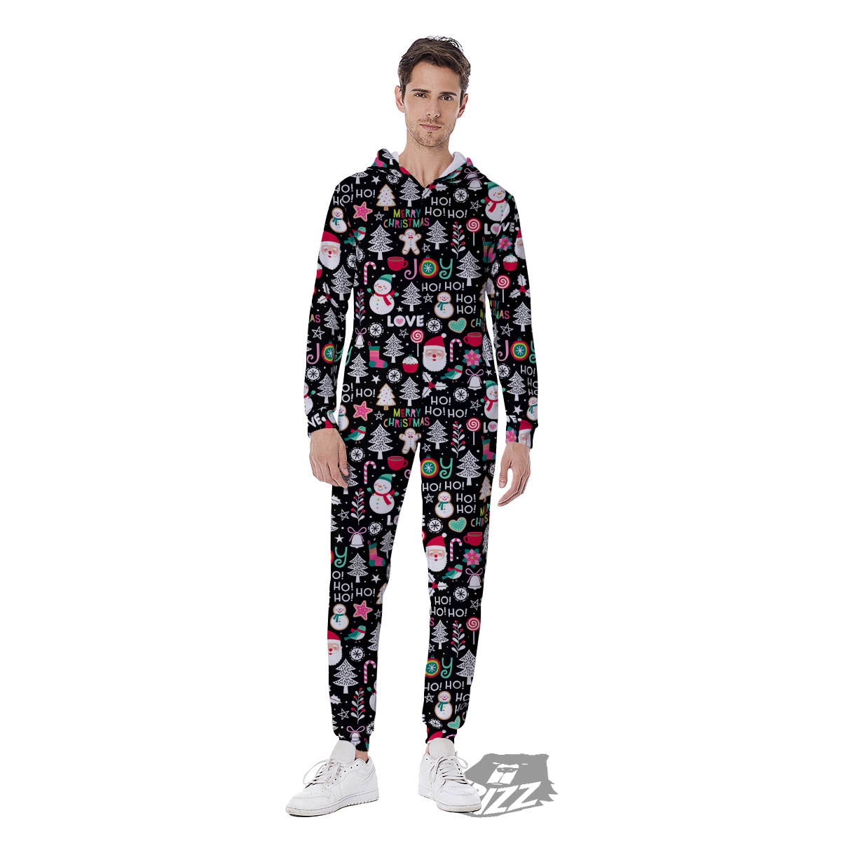 Party Elements Christmas Print Pattern Men's Jumpsuit-grizzshop