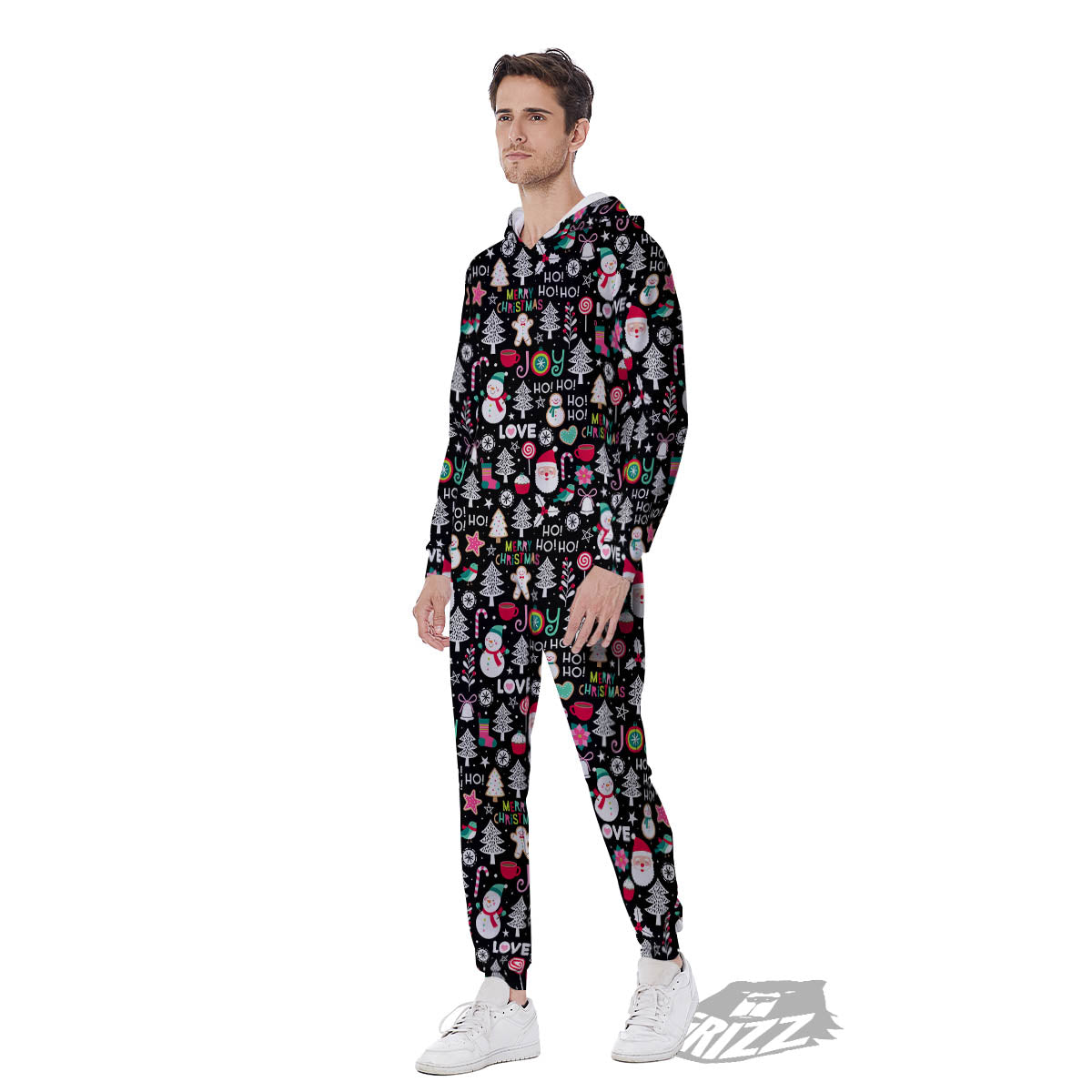 Party Elements Christmas Print Pattern Men's Jumpsuit-grizzshop