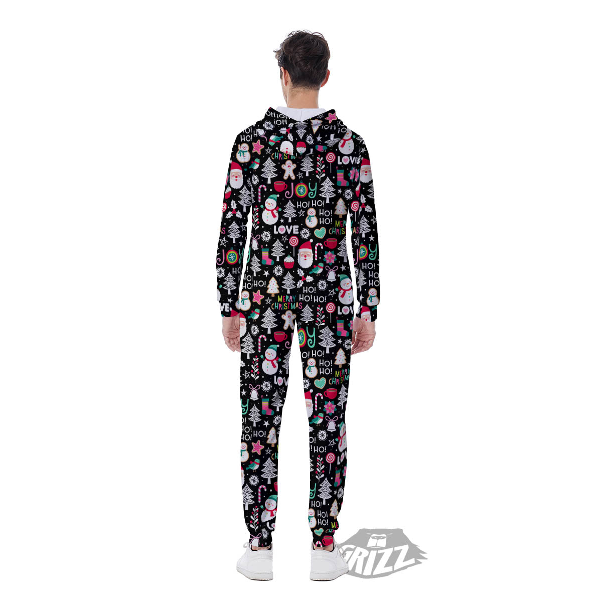 Party Elements Christmas Print Pattern Men's Jumpsuit-grizzshop