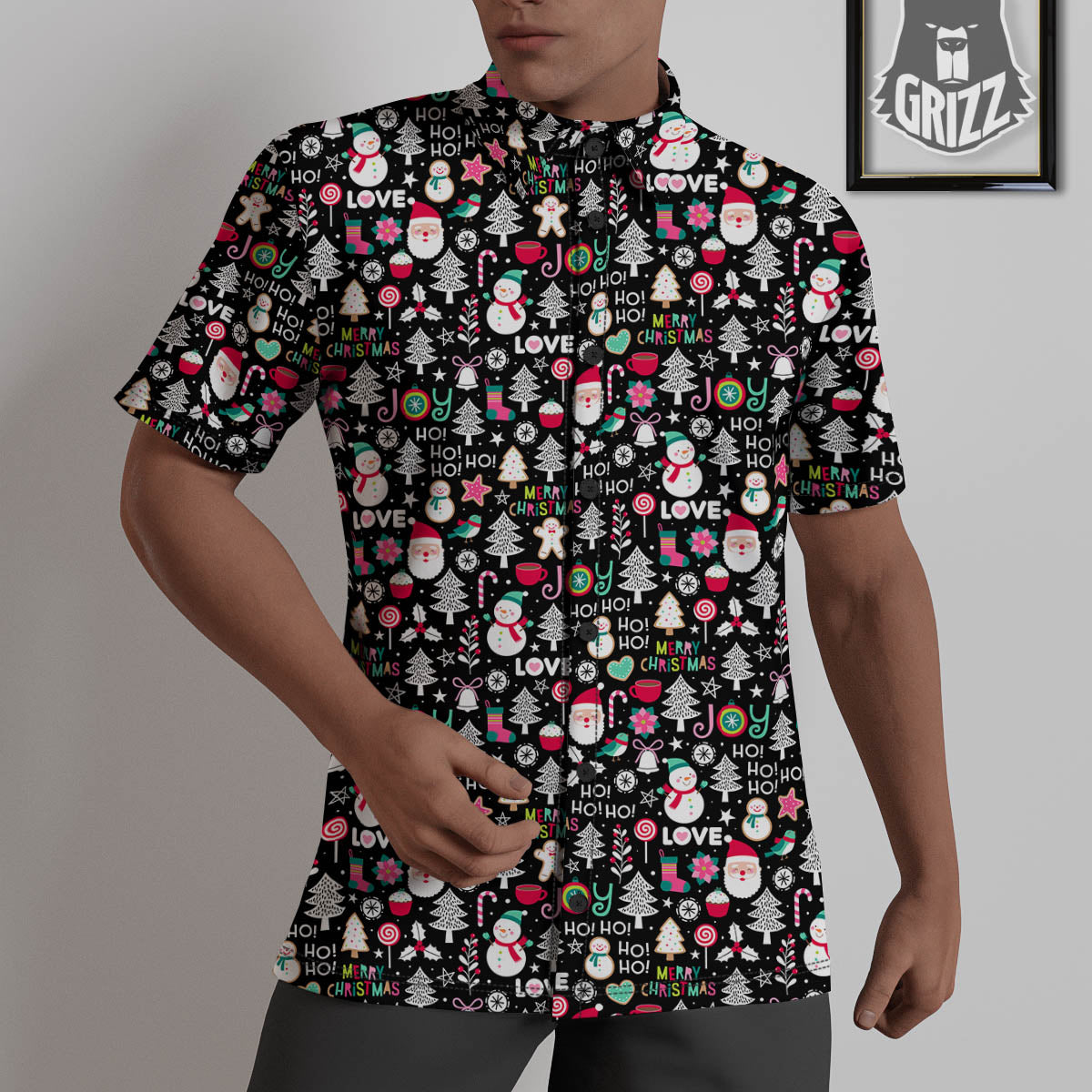 Party Elements Christmas Print Pattern Untucked Shirts-grizzshop