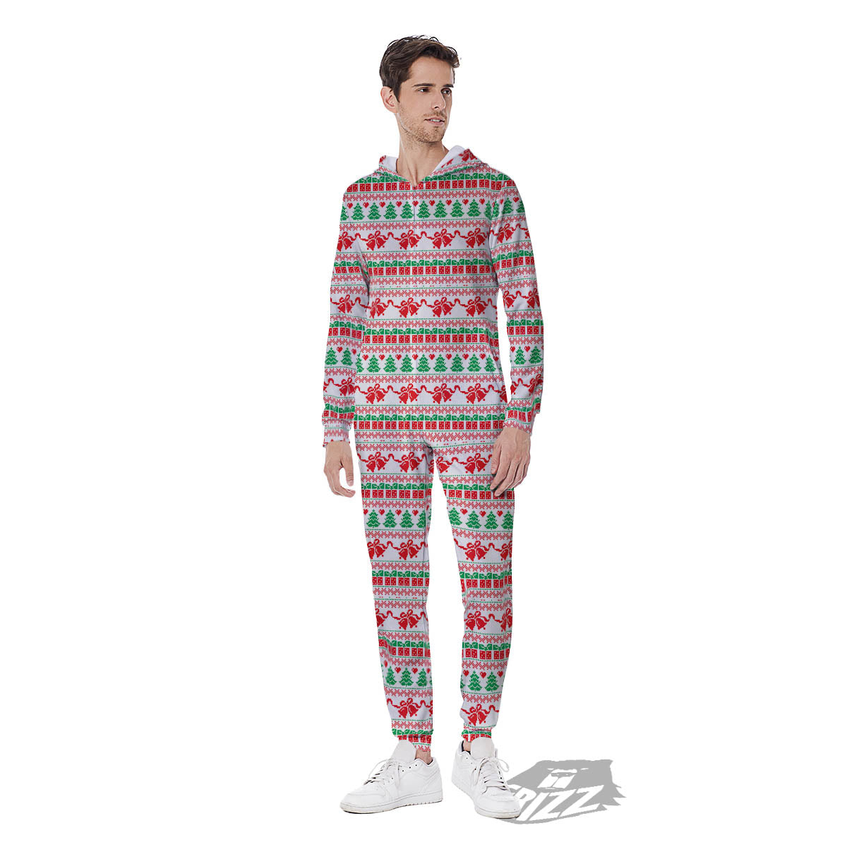 Party Knitted Christmas Print Pattern Men's Jumpsuit-grizzshop