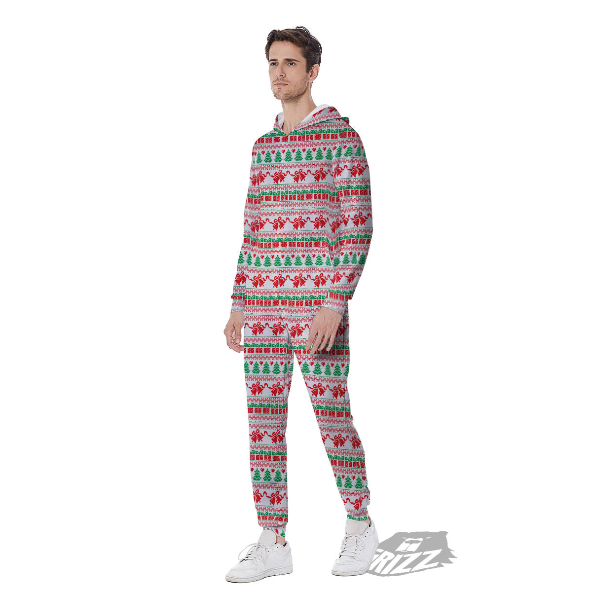 Party Knitted Christmas Print Pattern Men's Jumpsuit-grizzshop