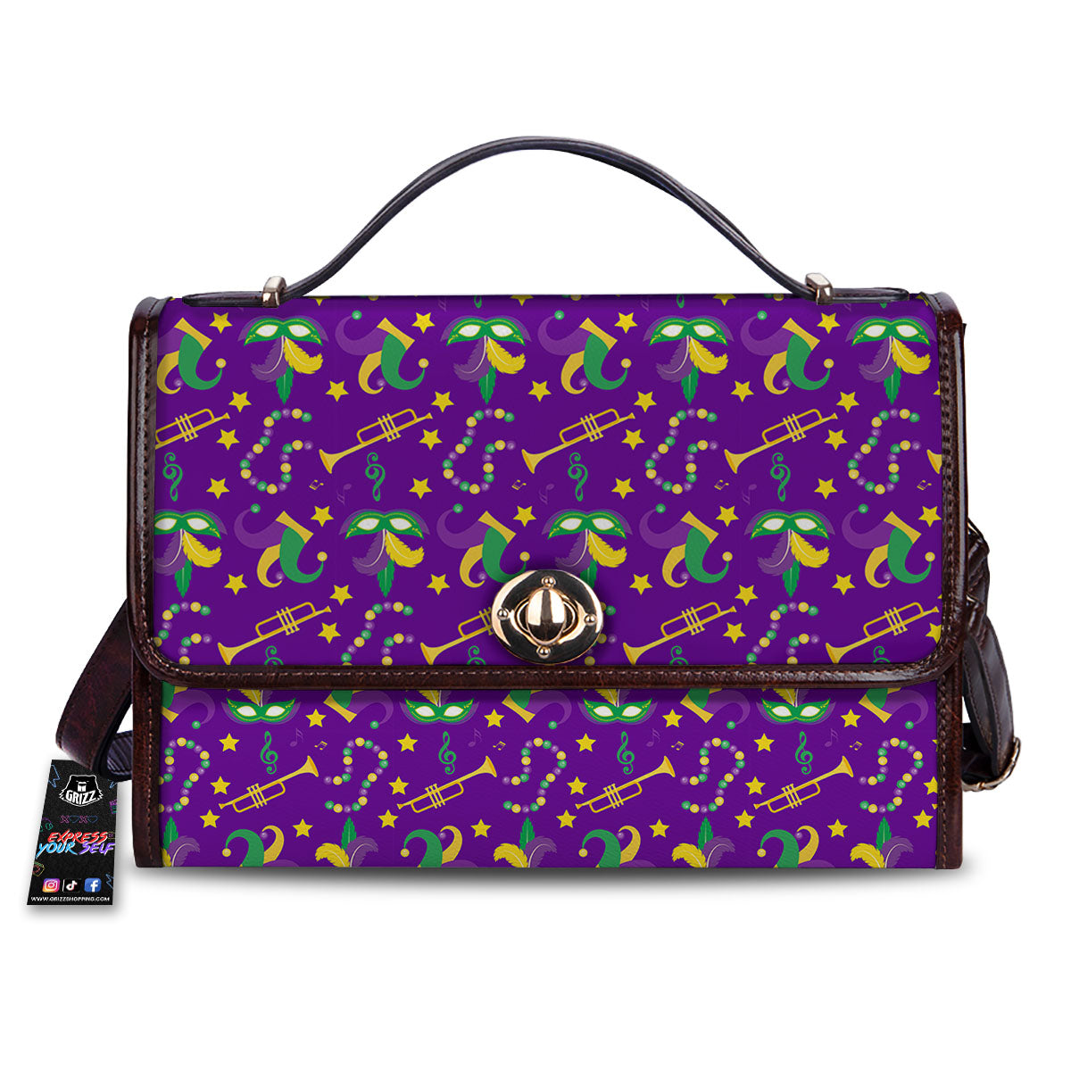 Party Mardi Gras Print Pattern Women's Satchel Bag