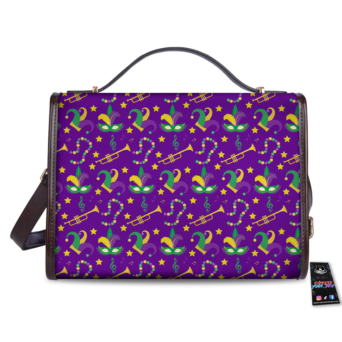 Party Mardi Gras Print Pattern Women's Satchel Bag