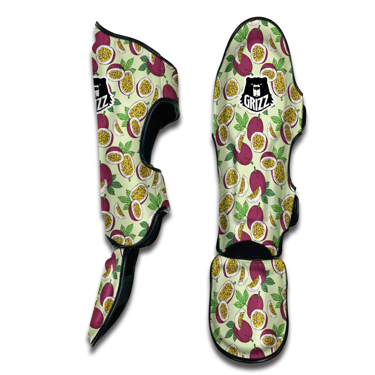 Passion Fruit Hand Drawn Vintage Print Pattern Muay Thai Shin Guards-grizzshop