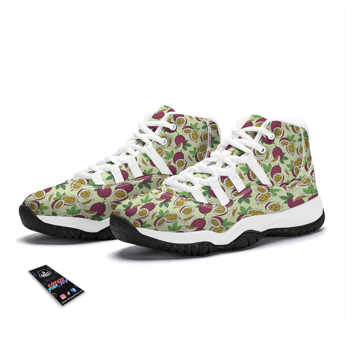 Passion Fruit Hand Drawn Vintage Print Pattern White Bball Shoes-grizzshop