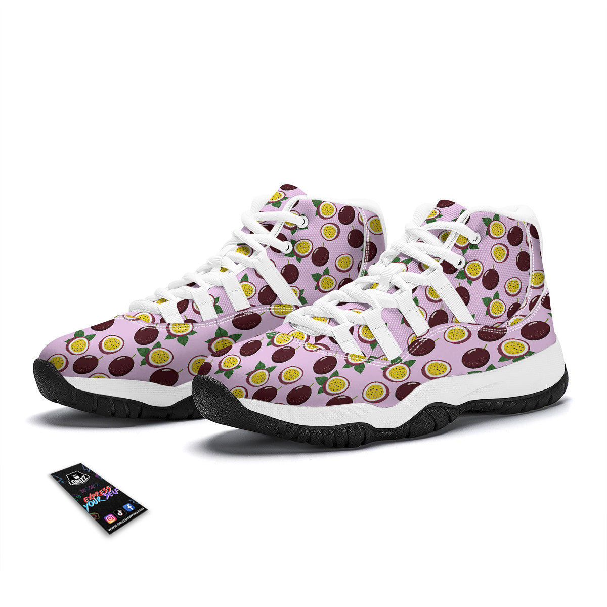 Passion Fruit Purple Print Pattern White Bball Shoes-grizzshop