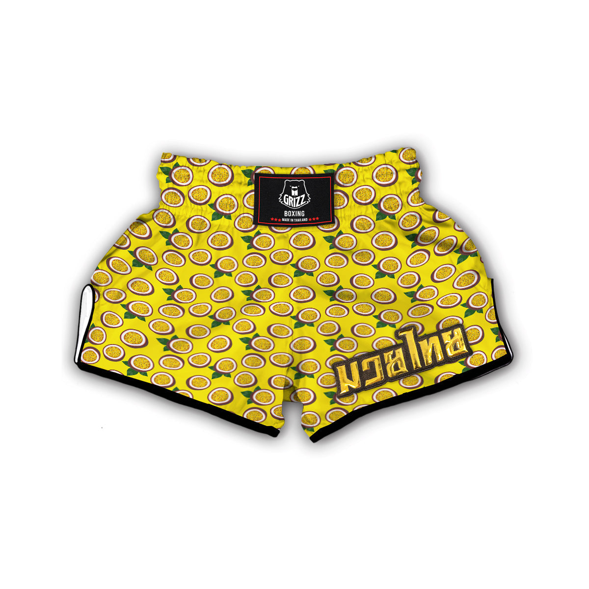 Passion Fruit Yellow Print Pattern Muay Thai Boxing Shorts-grizzshop